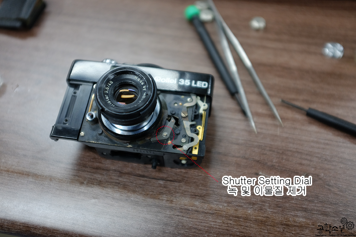 Rollei35LED, 셔터 지연 수리 (B 셔터 동작)